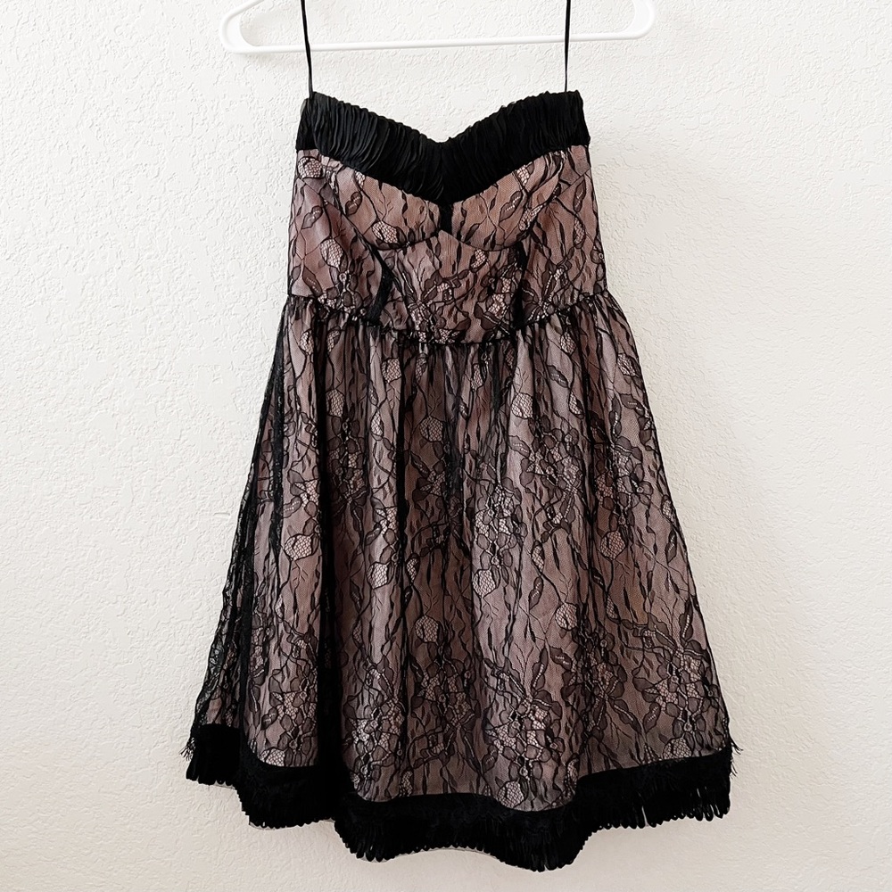 Urban Outfitters Pink & Black Bustier Lace Dress